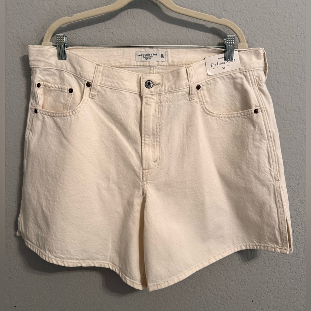 Abercrombie & Fitch Cream Denim Jean Shorts